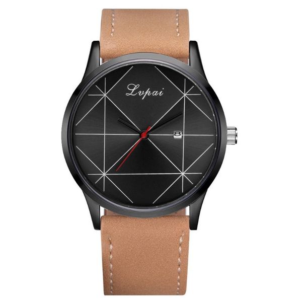 

wristwatches lvpai men pu strap quartz watch trend geometric pattern classic leisure luxury special design charm male clock, Slivery;brown