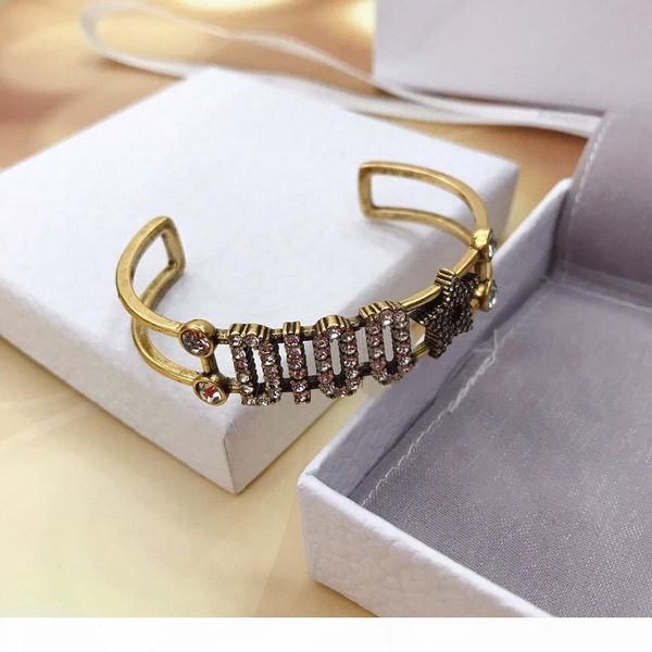 

european and american fashion new popular selling letter pearl open bracelet, White