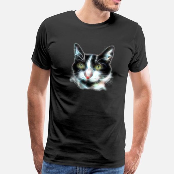 

black funny and scary cat with fractal lines gift t shirt men fitness tee shirt s-xxxl gents fitness new fashion spring vintage shirt