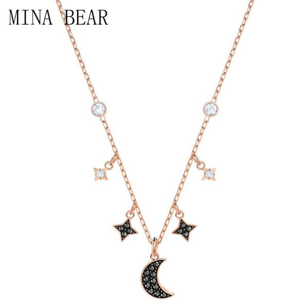 

high-quality original swa necklace with original carved symbol star and moon necklace, elegant and fashionable female jewelry, Silver