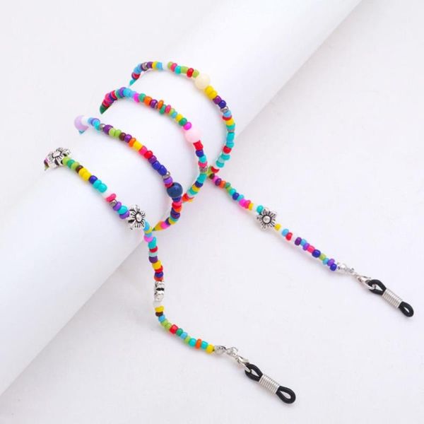 

1pcs multicolor beaded eyeglass chain non-slip sunglasses reading glasses strap eyewear cord women's fashion glasses accessories, Silver