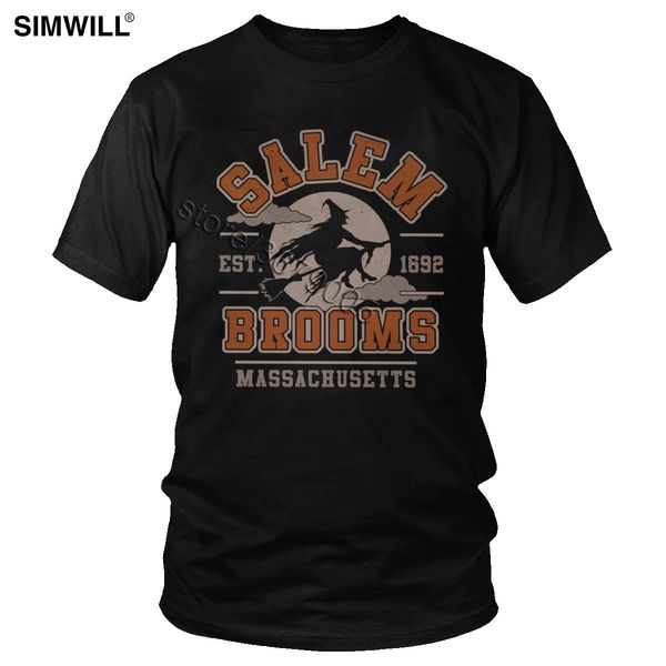 

vintage funny tshirt salem brooms halloween witch t shirt allhallowtide trick tees men short sleeved cotton retro summer t-shirt