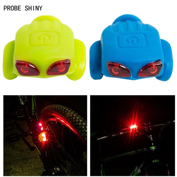 

bike lights probe shiny bicycle led silicone front rear push cycle clip light warning a714