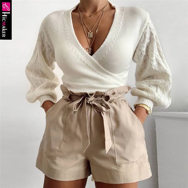 

women's sweaters women long sleeve plunge v-neck knitted pullover sweater white autumn winter jumper, White;black