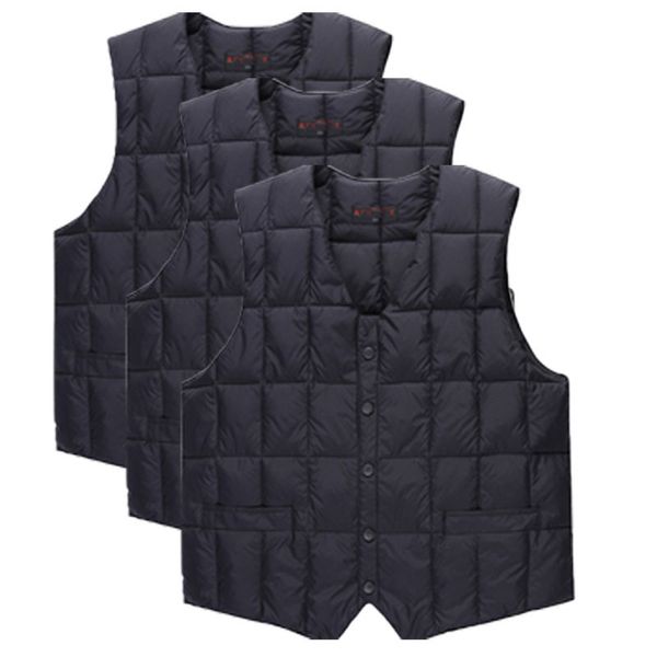 

2020 men's wear to keep warm down vests qiu dong v-neck vests, Black;white