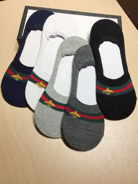 

5pairs/box bee socks fashion boat socks embroidery bee socks with gift box, Black