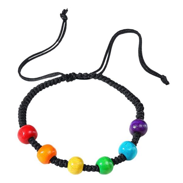 

handmade knitted bracelet rainbow color beads wristband adjustable hand strap black 2020 new arrival fashion bracelet, Golden;silver