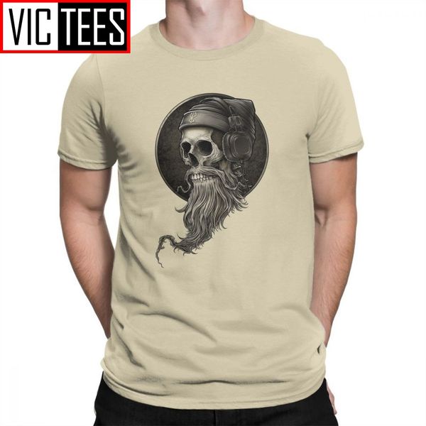 

winya no. 99 skull beard men's t-shirt short sleeve man's tees leisure crew neck beige t shirt 100% cotton