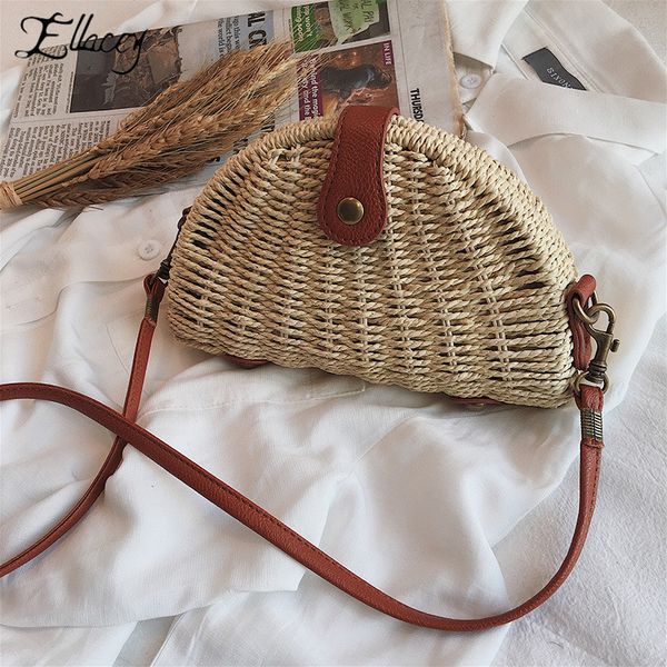

new hand-woven knitting women straw bag bohemia style ladies mini beach bag travel shoulder crossbody bags