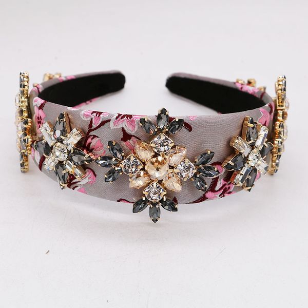 

retro baroque metal crystal flower headband for women tiaras and crowns rhinestone hairband wedding hair accessories jewelry, Golden;silver
