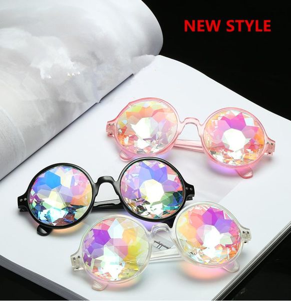 

new 1pc round women rave festival sunglasses men holographic glasses colorful celebrity party eyewear, White;black