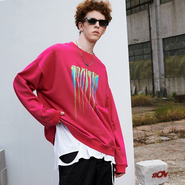 

dark tide brand department of round neck sweater loose hip-hop high street fashion printed long-sleeved, Black