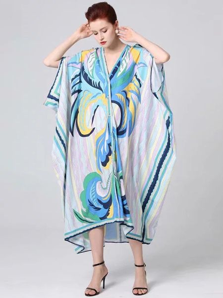 

2020 women's bohemian dress half batwing sleeve printing loose style have inner lady's beach vacation dresses, Black;gray