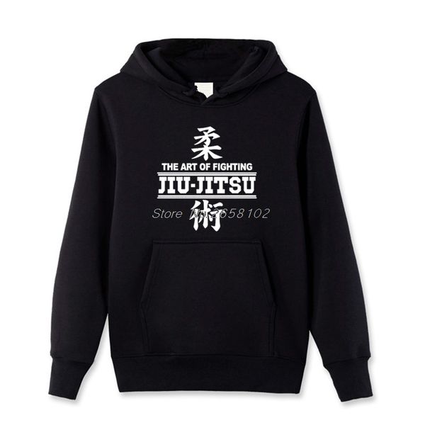 

fashion japaness the art fighting jiu jitsu hoodies men funny print cotton pullover sweatshirt spring autumn casual hoody, Black