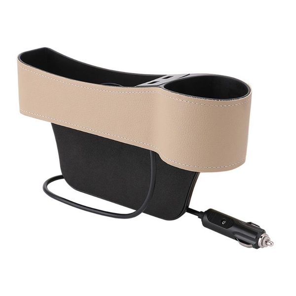 

multifunctional with 2 usb charging easy install car seat aperture organizer with cup holder impact resistance storage box
