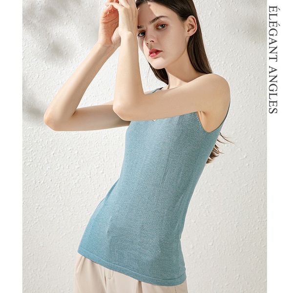 

women's vests 2021 autumn tank vest silk botany wool inside and outside wear light blue women sweater knitted, Black;white
