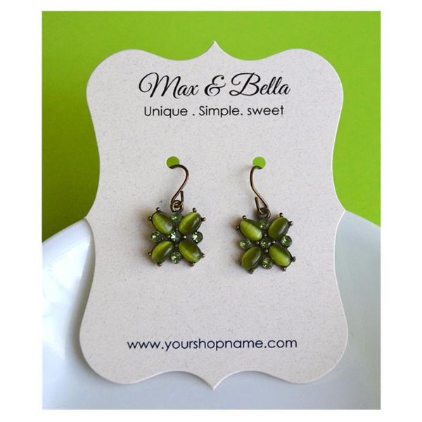 

greeting cards custom logo earring tags bracket business thang you card