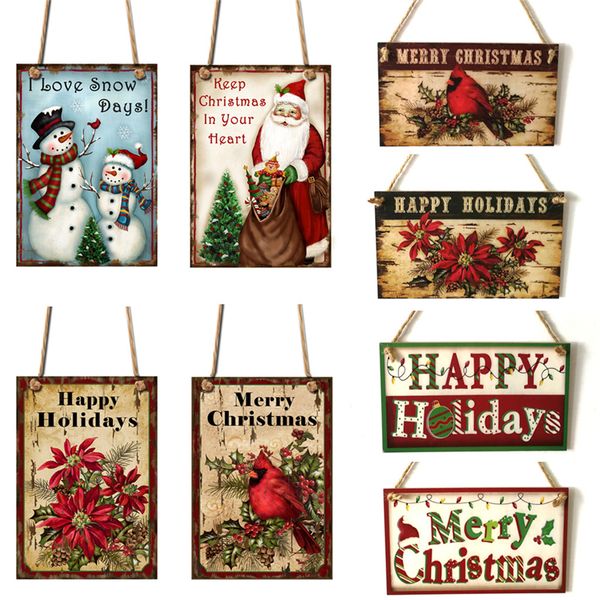 

new year door hanging sign christmas tree ornament christmas decoration home wooden pendant navidad gift jk2010xb
