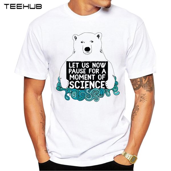 

science bear men t-shirt fashion white bear design short sleeve casual hipster male t shirts funny cool tee