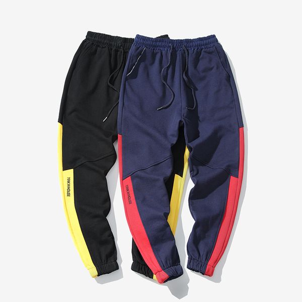 

men's pants 2021 spring and summer youth fashion japanese classic small fresh wild college wind red side letters loose feet, Black