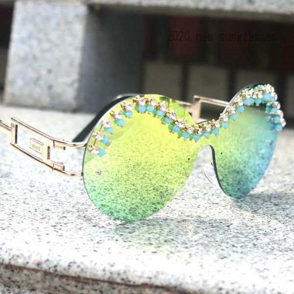 

fashion round rhinestones sunglasses women men vintage crystal sun glasses mirror pink black shades uv400 fml, White;black