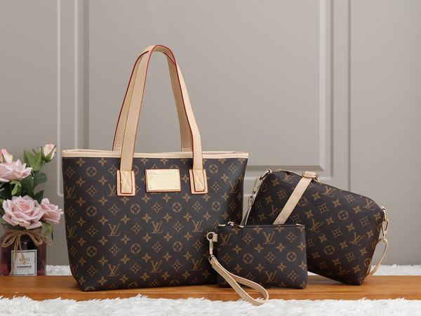 

3pcs/set louis 718 handbags women leather bag messenger bags big tote michael shoulder bags clutch wallets vuitton, Black;brown