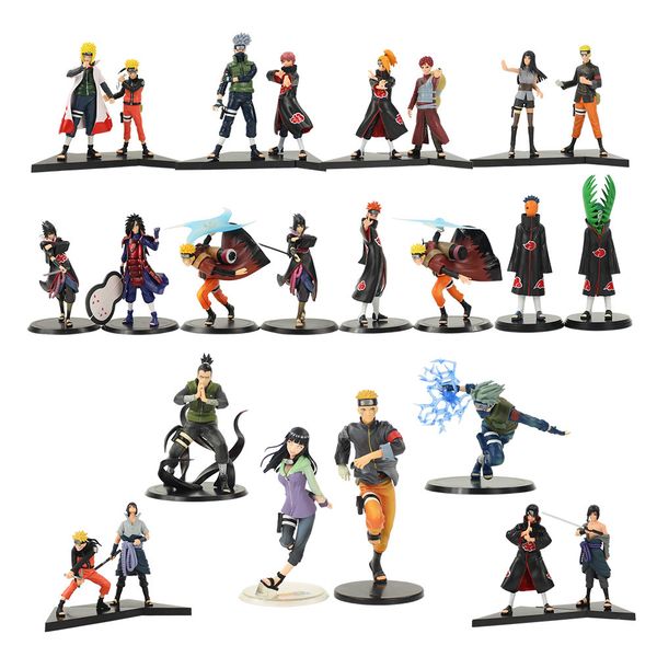 

2pcs naruto figures sasuke kakashi shikamaru hinata madara gaara pain itachi minato kurama sasori deidara akatsuki model toys y200811