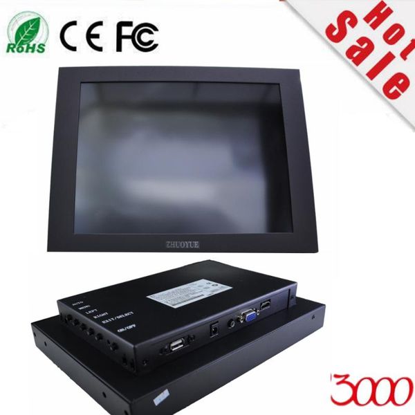 

10 inch black metal casing equipment ipc open frame resistive industrial touch screen monitor