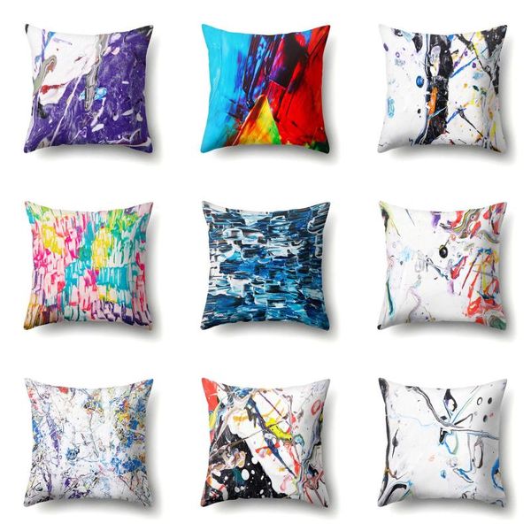 

geometry oil painting disorder single side dacron by pillow case waist pillow case living room bedroom cushion cover sofa car ho