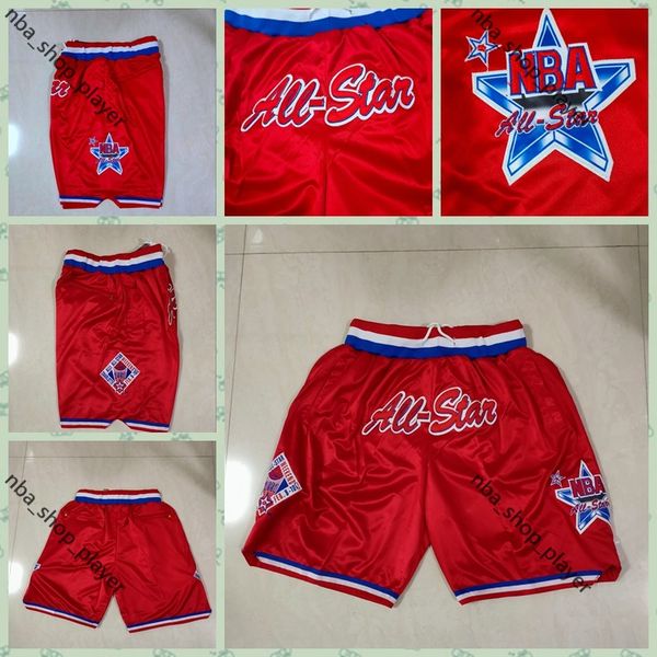 

mens just don pocket basketball shorts retro stitched 2003 red all-star pocket shorts lining mesh all-star sports pocket sweatpants, Black;red