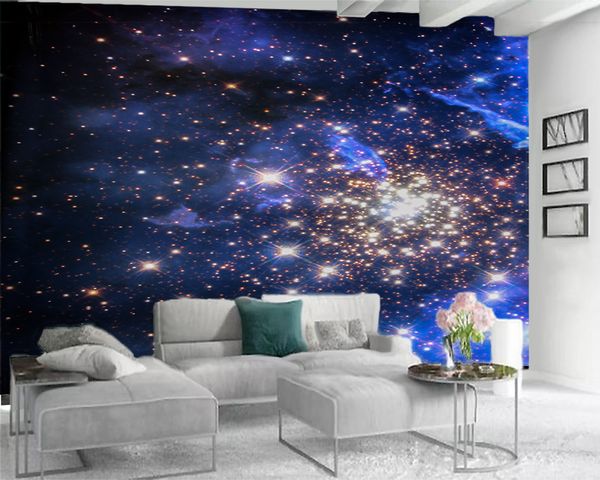 3D papel de parede moderno foto 3d papel de parede mural sonhadora universo brilhante estrelas românticas cenário decorativo seda 3d wallpaper