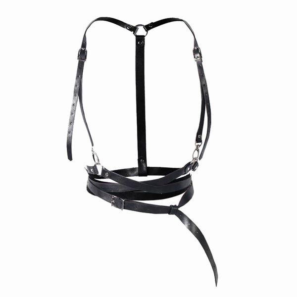 

women harness belts slim tight street strap body casual tide adjustable pu metal buckle waist belts, Black;brown