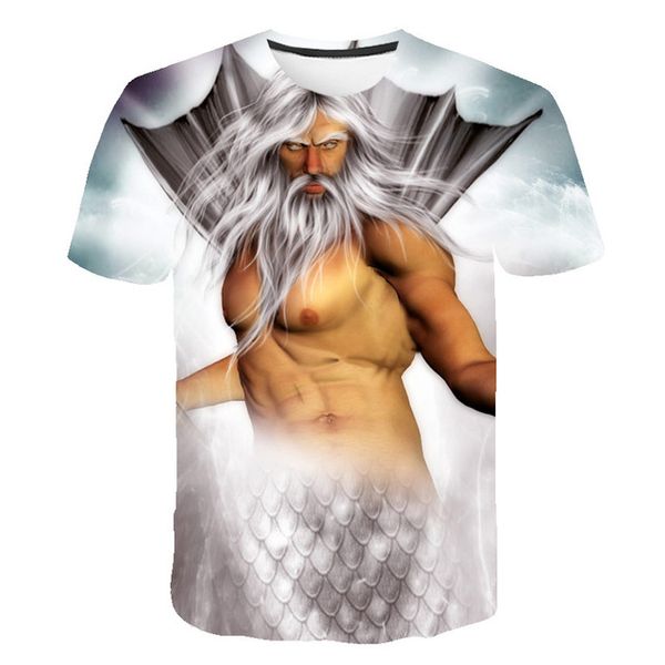 

anime cartoon poseidon cosplay 3d print shirts humor graphic oversized men clothing