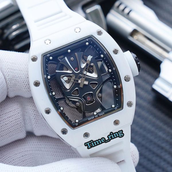 

edition rm52-06 skeleton dial ceramics case japan miyota automatic movement rm52-06 mens watch rubber strap designer brand watches, Slivery;brown