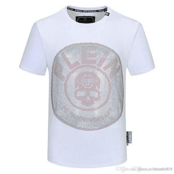 

philip plain brand мужские футболки конструктора firmata uomo моды роскошная футболка summer homme мужская череп tshirt tee tops 9428, White