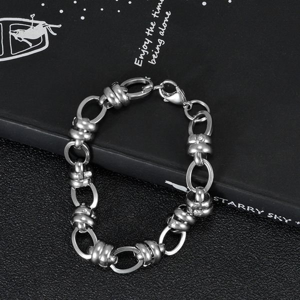 

cross-border stainless steel bracelet assertive hip-hop fashion men and women bracelet ornament, Black
