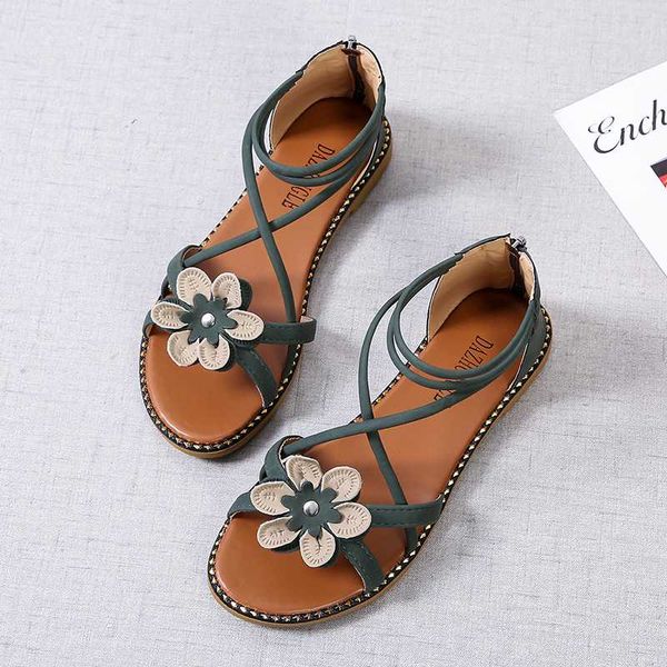 

summer ankle strap ladies casual sandals fashion personality simple breathable wear-resistant non-slip open-toe flat heel shoes, Black