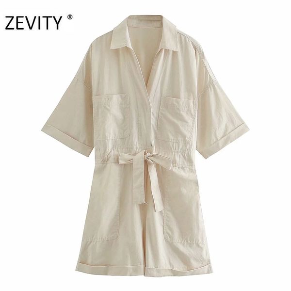

zevity safari style women vintage pockets patch chic loose playsuits female batwing sleeve casual sashes siamese rompers ds4279, Black;white