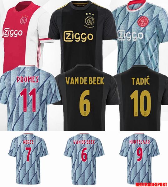 

20 21 fc ajax soccer jersey alvarez tadic van de beek neres tagliafico promes nouri huntelaar custom 2020 home third men football shirt, Black;yellow