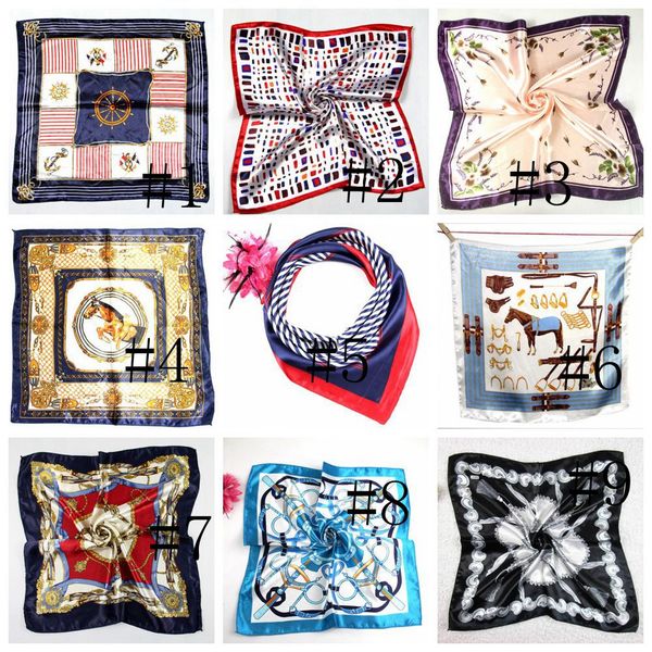 

summer scarf female silk wild professional small square towel elegant square towel print floral simulation silk ljjj29, Blue;gray