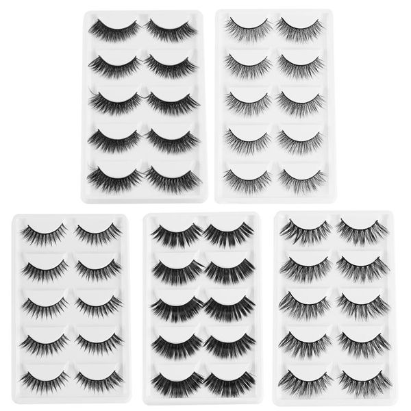 

5 pairs 3d faux mink hair false eyelashes natrual long eyelashes extension handmade eye makeup tools