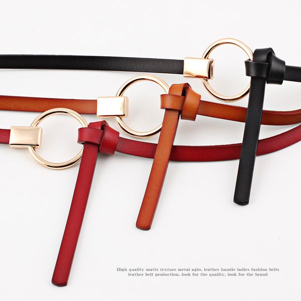 

belt female patent leather red casual wild belt thin round buckle with skirt fashion decorative student tide, Black;brown