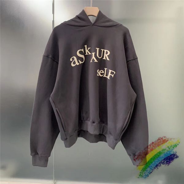 

3d foam print hoodie thick vintage pullovers sweatshirts, Black