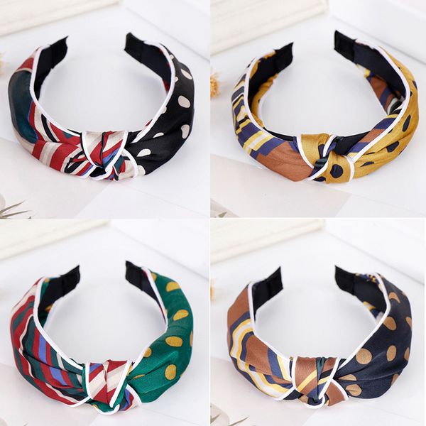 

hair accessories plaid headband korean women's fabric simple hand knotted knitted