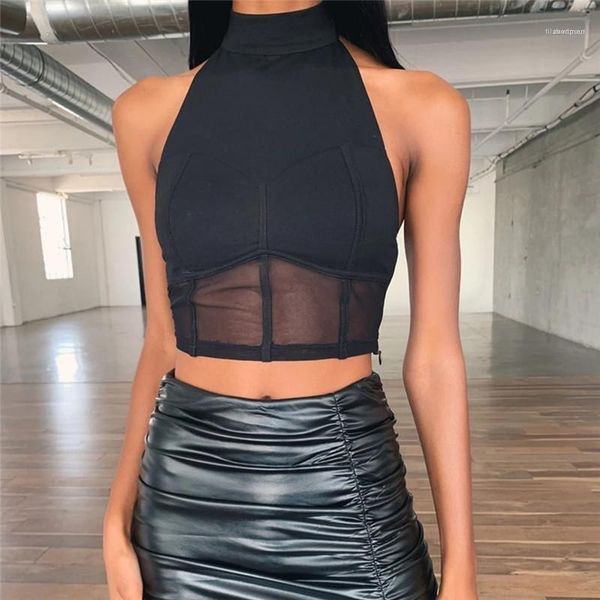 

sheer crop casual natural color tanks women designer clothes womens tank mesh panelled, White