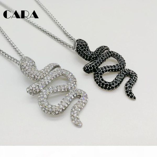 

cara new designer necklace full cubic zirconia snake pendant necklace cz stones animal snake fashion necklace for men cagf0418, Silver