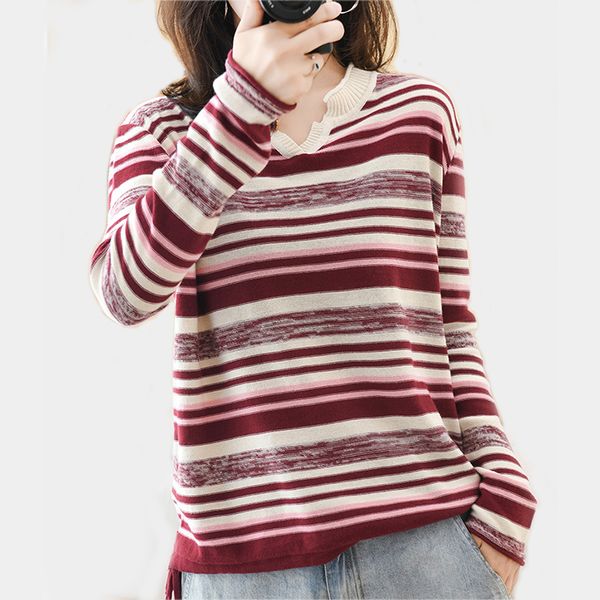 

stripe sweater female cotton linen pullover sweater women thin sweaters autumn winter 2020 jumper pull femme, White;black
