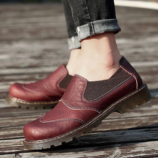 

натуральная кожа мужчина рабочая обувь скользит по дышащему покрытию oxfords мужской моды martin полуботинок плюс размер тапок 38-47