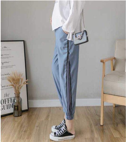 

20ss summer and autumn new maternity beam pants chiffon stitching casual pants slimming nine-point pants m-3xl