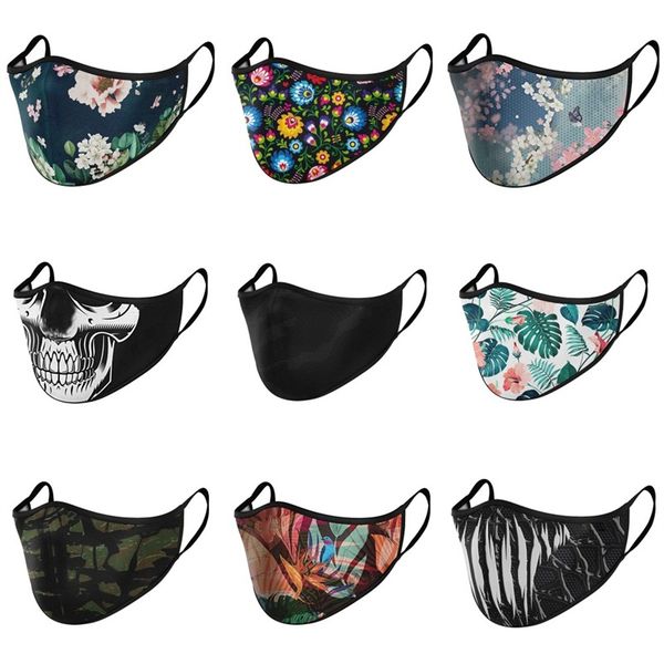 

skulls flowers black face masks birds plant mascarilla washable reusable mascherine fashion custom earloop cycling smoke protective 4yl c2